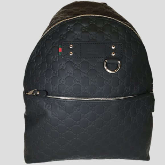 GUCCI Black Embossed Guccissima Leather Backpack